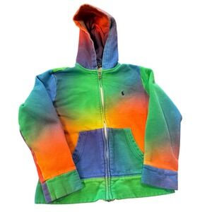Polo Ralph Lauren Kids Rainbow Ombre Zip Up Hoodie Sweatshirt Multi Size M 10-12